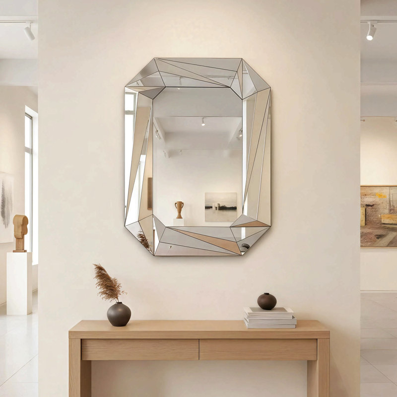 Grand miroir mural en forme de losange pour décor de salon élégant, miroir d'appoint moderne sans cadre pour hall d'entrée, salle à manger, salle de bain