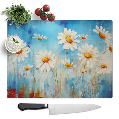 Daisy Abstract  Glass Chopping Board