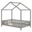Montessori House Bed with Roof & Canopy, Wood Toddler Floor Bed with High Railings-386128653