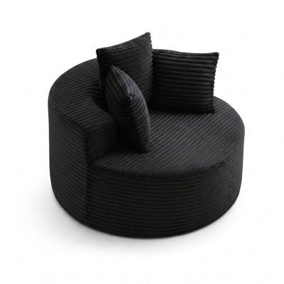 Minimalist Design Three Pillow Round Corduroy Single Sofa for Bedrooms and Living Rooms