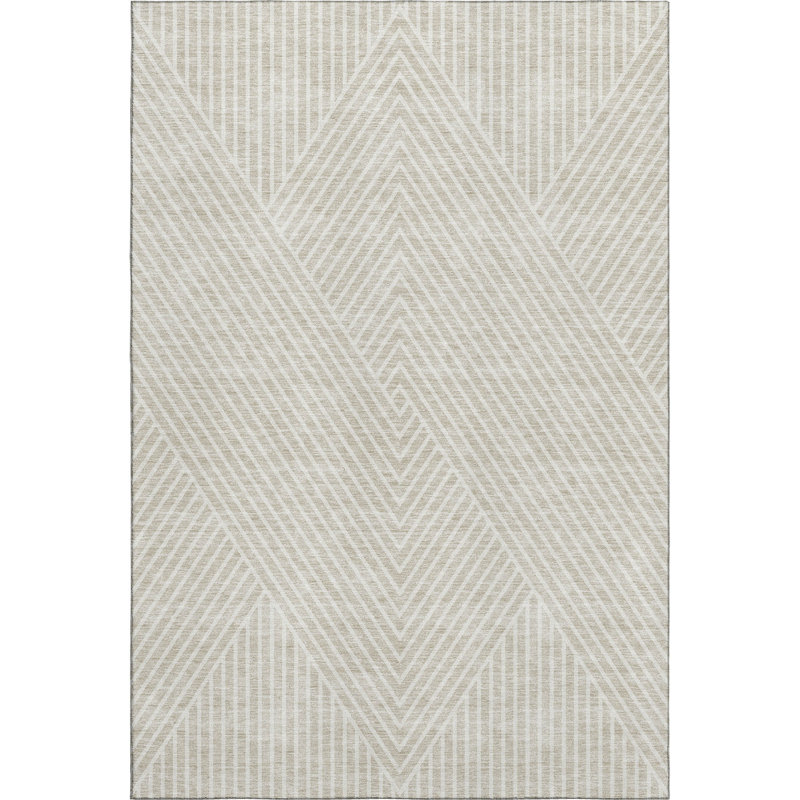 Premium Machine Washable Prisco Beige Rug, Rectangle 9' x 12'