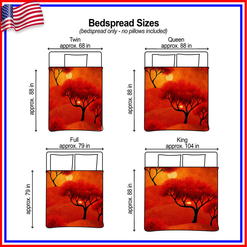 Couvre-lit matelassé Red Autumn Trees toutes tailles, Grand lit