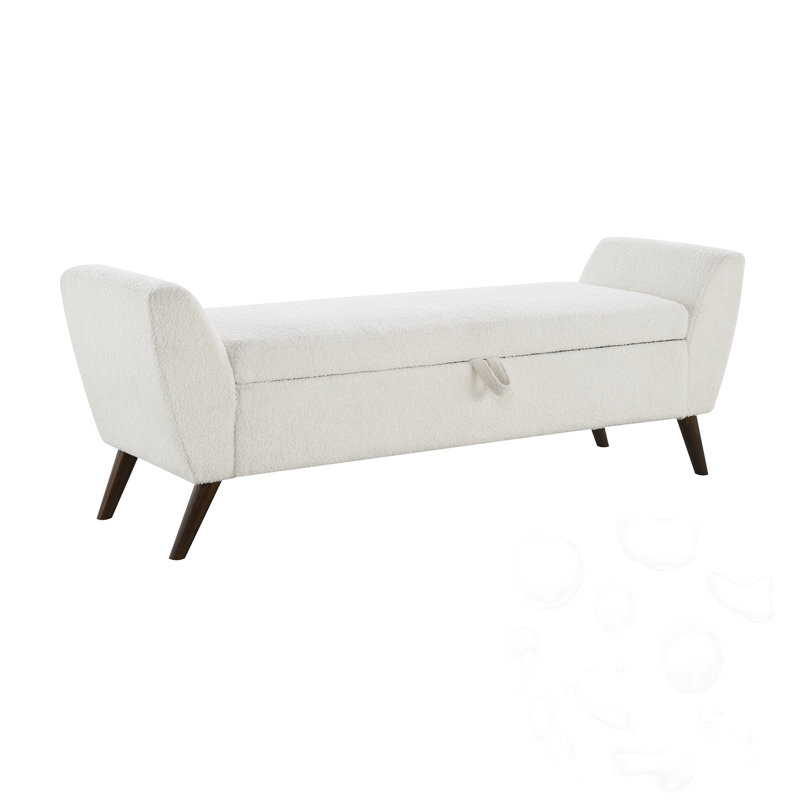 Banc rembourré avec rangement, Crème
