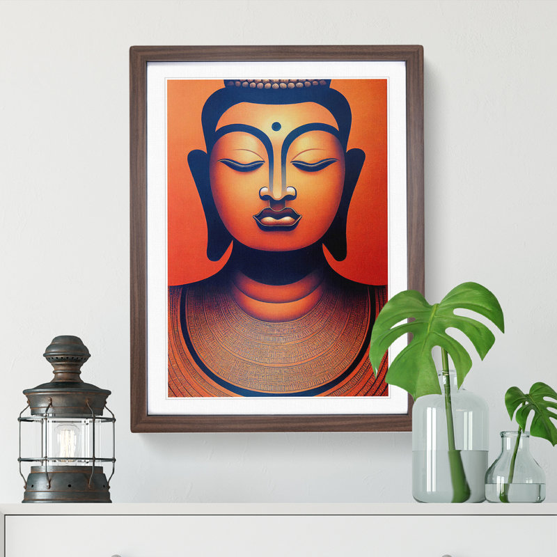 Soulful Buddha - Single Picture Frame Print, 46cm H x 34cm W x 2cm D, Walnut