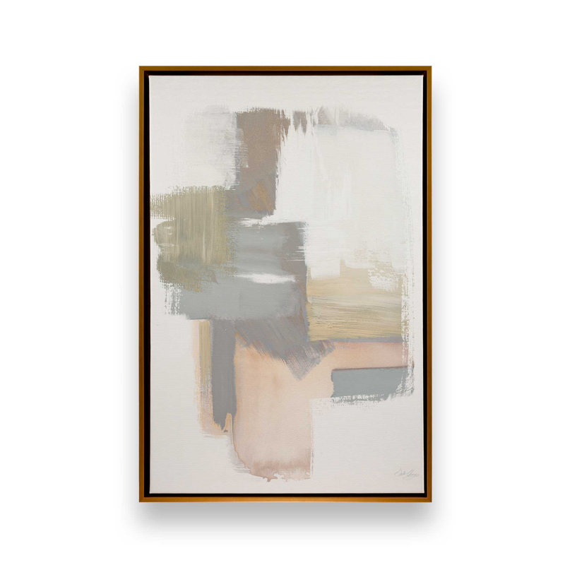 «Beige Ballet V2» sur papier, Polished Gold Floater Framed Canvas, 30.75" H x 20.75" W x 1.75" D