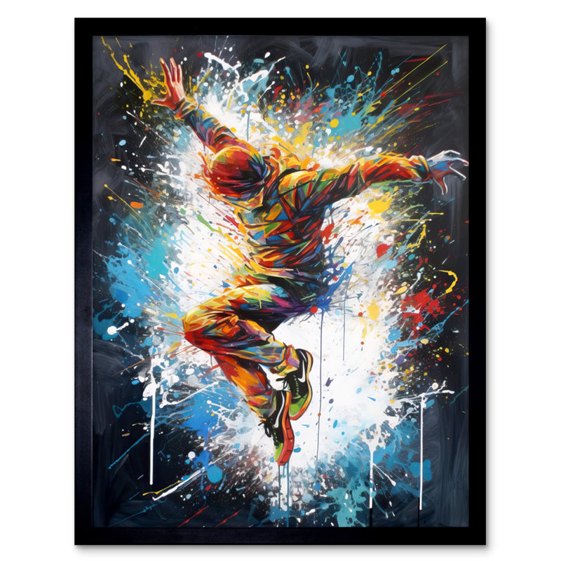 Gladwin Before The Land Parkour Jump Splat Portrait - Single Picture Frame Print