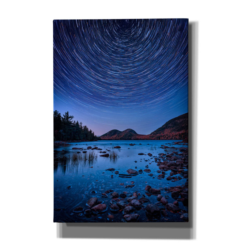«Starry Night At Jordan Pond» par Rick Berk, art mural sur toile, H 60 po x l 40 po x P 1,5 po