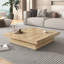 Table basse carrée en placage avec plateau coulissant et beaucoup de rangement-496815723