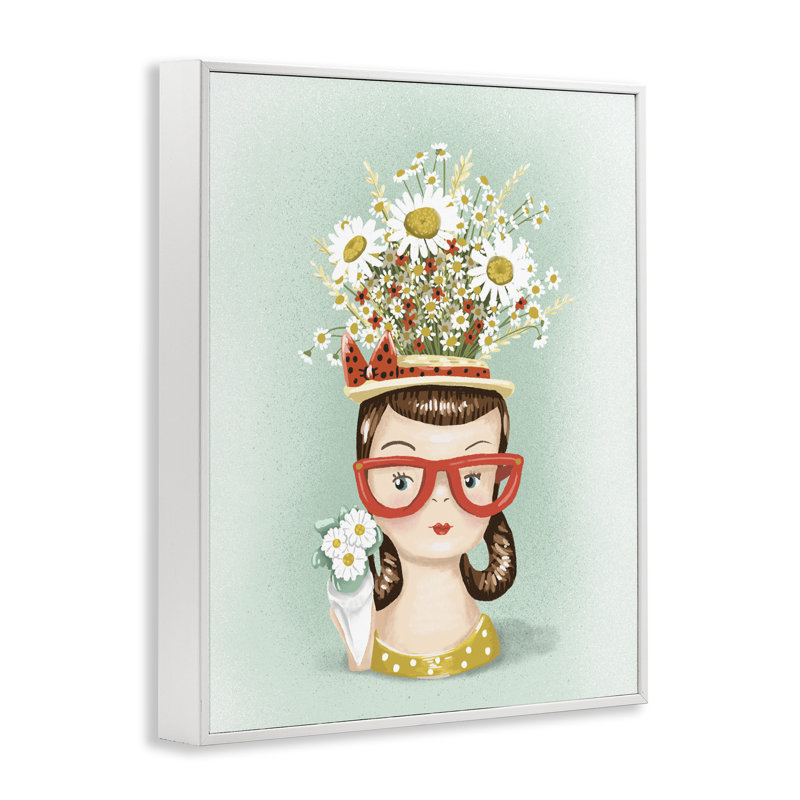 Boîte à fleurs rétro avec marguerites, estampe numérique, design par Jilly Jack Designs, H 30 po x l 24 po