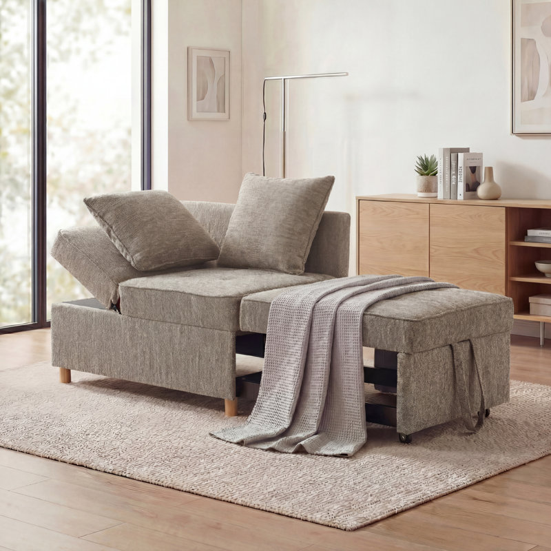Heron 71" Upholstered Convertible Sleeper Sofa, Pull Out Sofa Bed, Chair Bed, Couch, Lounger For Small Spaces, Tannish Gray