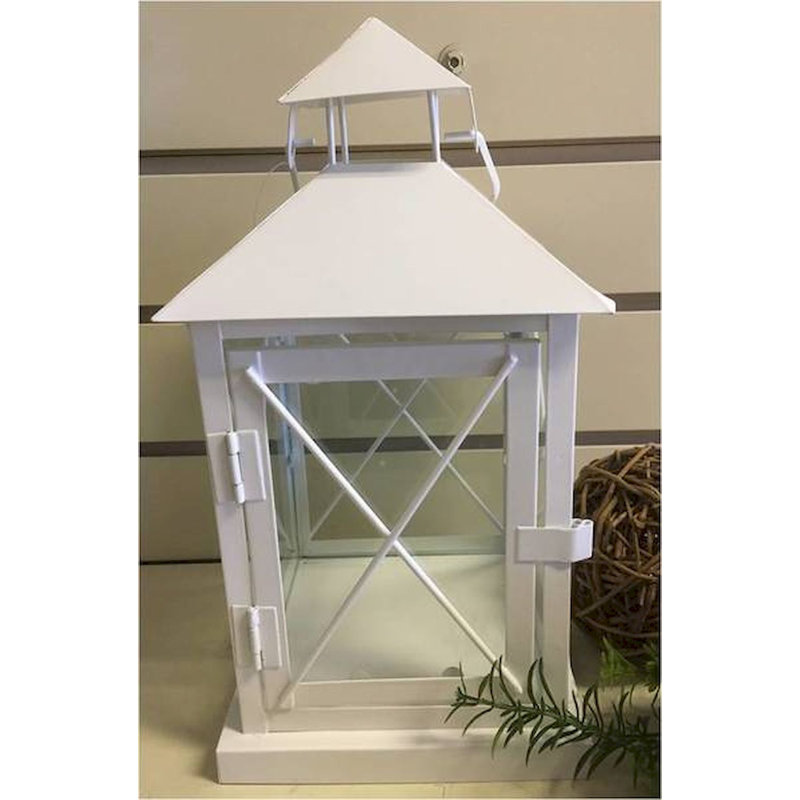 Tabletop Lantern, White, 11" H x 6" W x 6" D