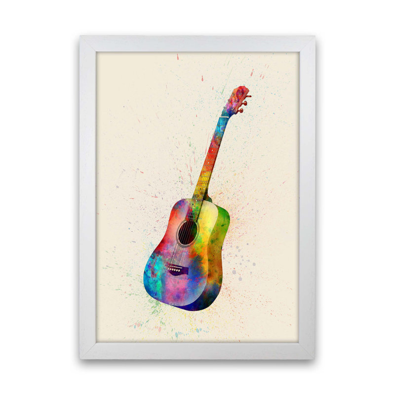 Acoustic Guitar by Michael Tompsett - Print, White Framed, 88cm H x 64cm W x 3cm D