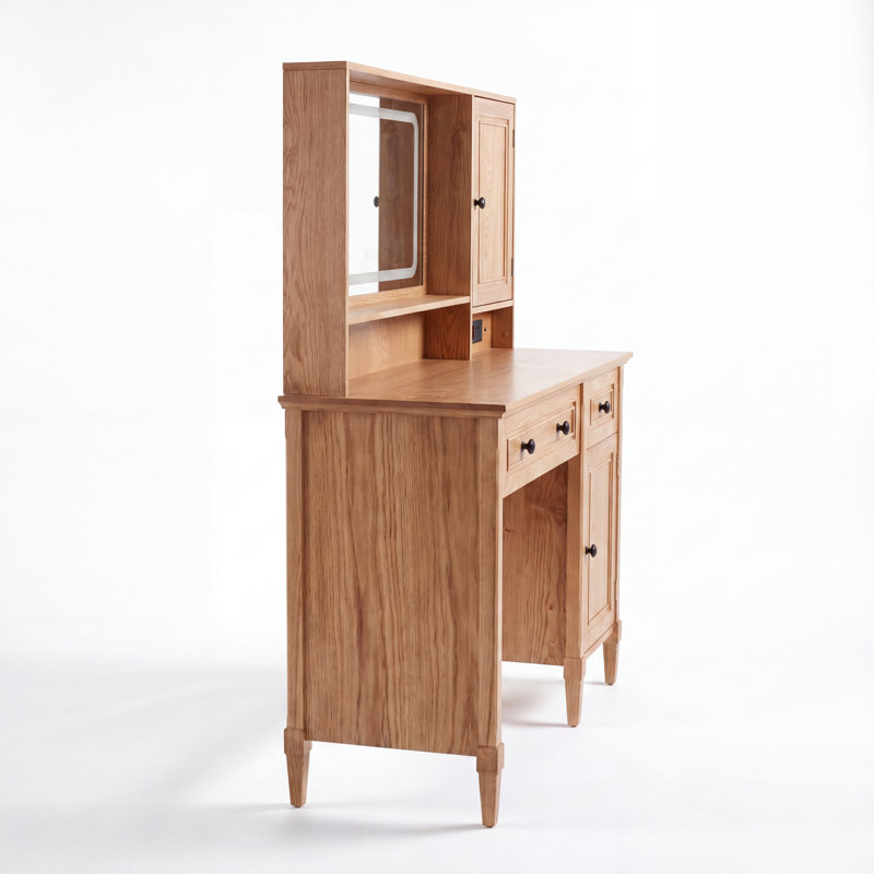 Coiffeuse 43,25 "avec miroir lumineux à DEL, Chêne naturel
