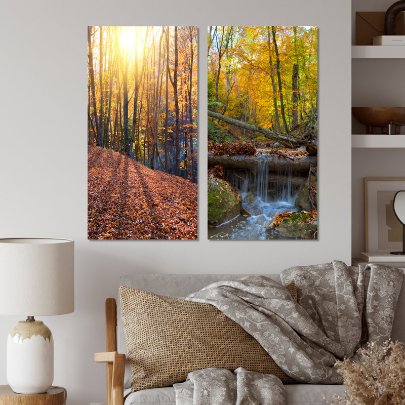 Autumn Forest Under - Ensemble de 2 peintures sur toiles, Toile tendue, H 20 po x l 24 po x P 1 po