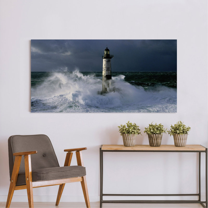 Phare D'Ar-Men In A Storm by Jean Guichard - Wrapped Canvas Print, 50cm H x 100cm W x 4cm D
