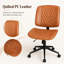 Chaise de bureau moderne capitonnée à hauteur réglable, style milieu du siècle, sans accoudoirs, en similicuir, structure en bois courbé, marron-1285770510