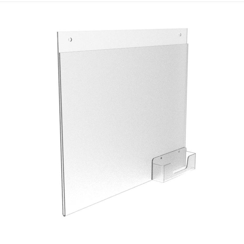 Paquet de 1 porte-affiche mural 11 x 8,5 po avec porte-cartes de visite en acrylique transparent