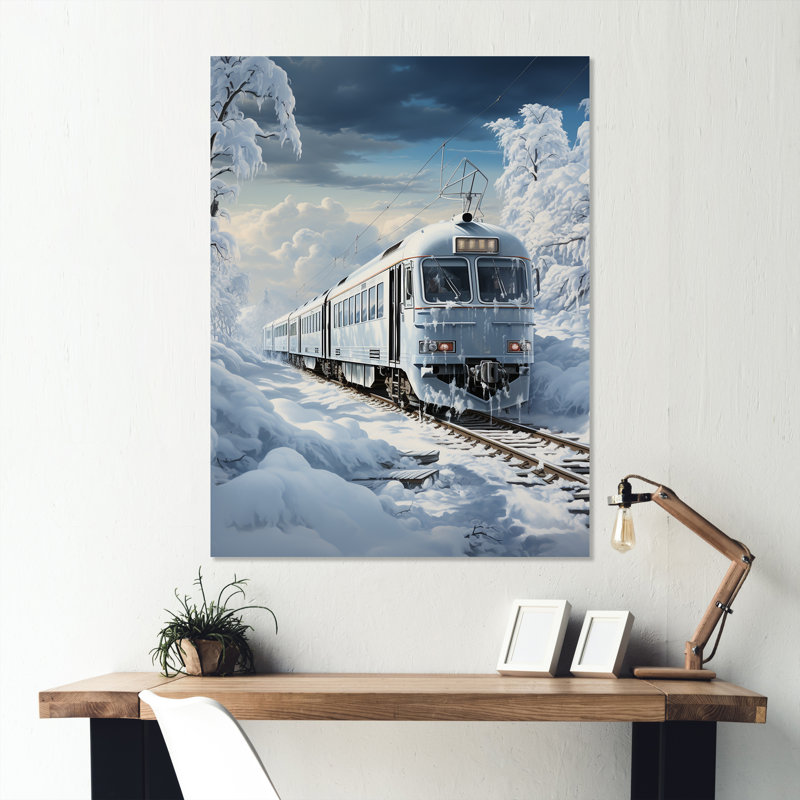 «Christmas Snow Train Journey IV - Train», art mural en métal, H 32 po x l 16 po x P 1 po