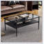 Table basse rectangulaire avec plateau et pieds en verre trempé gris, table de salon moderne