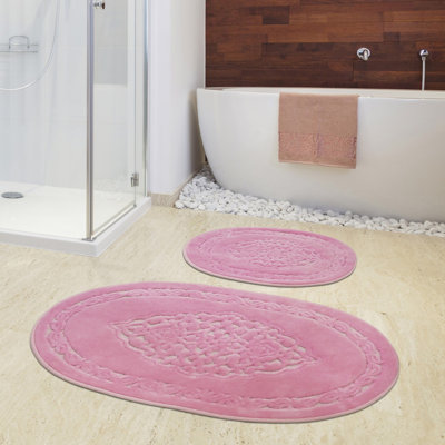 Ensemble de tapis de bain en coton doux (2 pièces), 19,7 po x 23,6 po et 23,6 po x 39,4 po | 100% coton, dessous antidérapant, hauteur de poils de 5 mm | Lavable à la machine, confort luxueux pour votre salle de bain