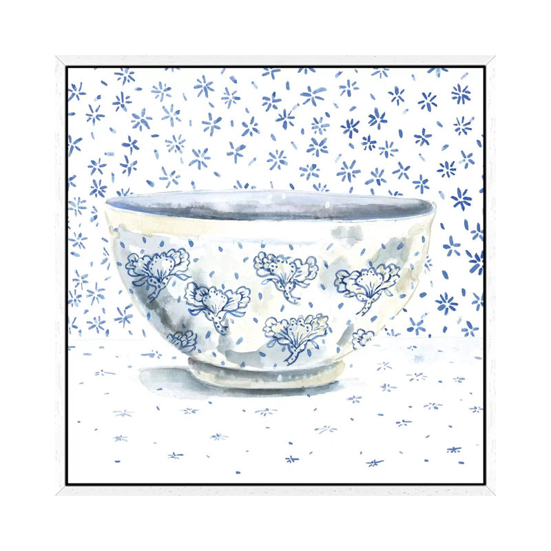 Blue China 1 Piece Painting on Canvas, 66.04 cm H x 66.04 cm W, White Framed