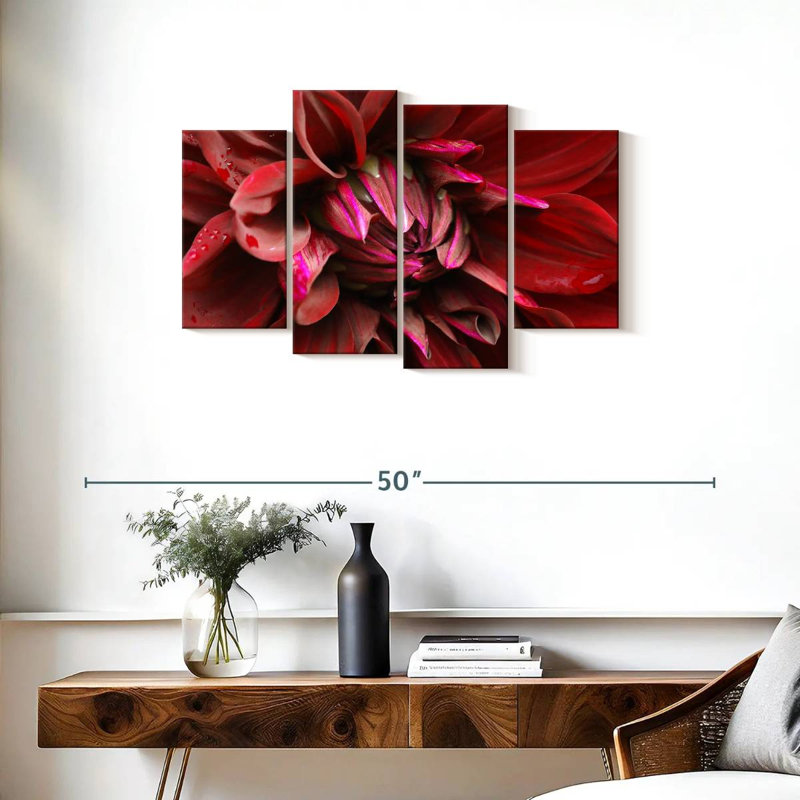 Fleur de dahlia rouge Harnek, H 22 po x l 36 po