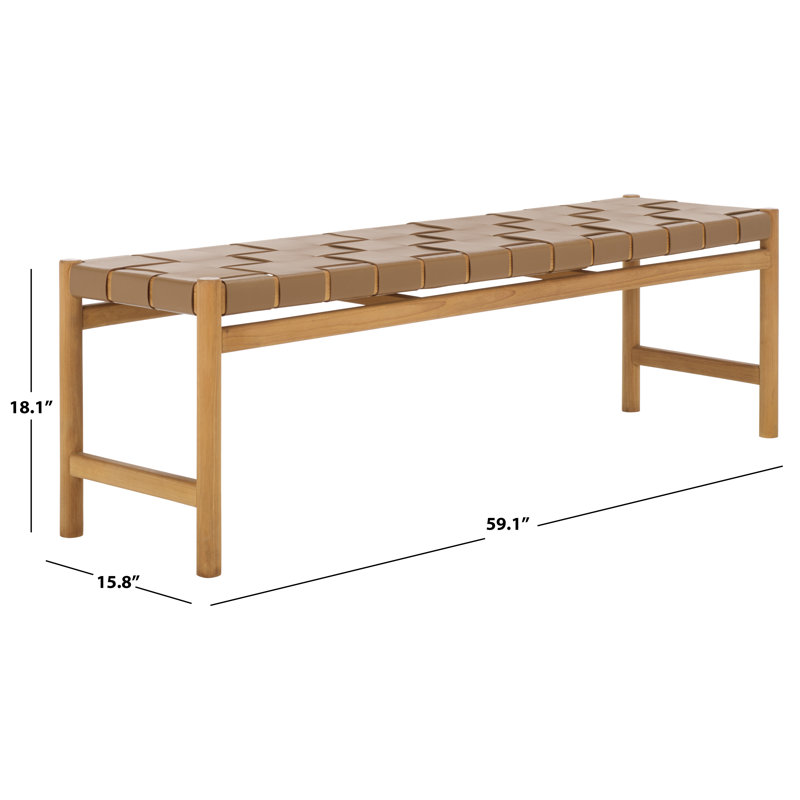Devnie Woven Leather Bench, Natural, Brown