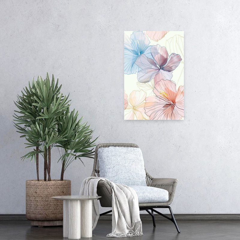 Hibiscus éthéré pastel abstrait hibiscus éthéré délicat, 24" H x 16" W