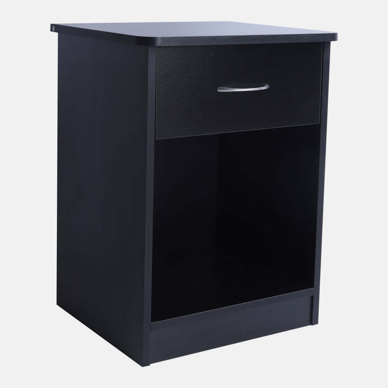 Bayhills 2 pcs nightstand with Drawers, File Cabinet Storage with Sliding Drawer and Shelf(Black)