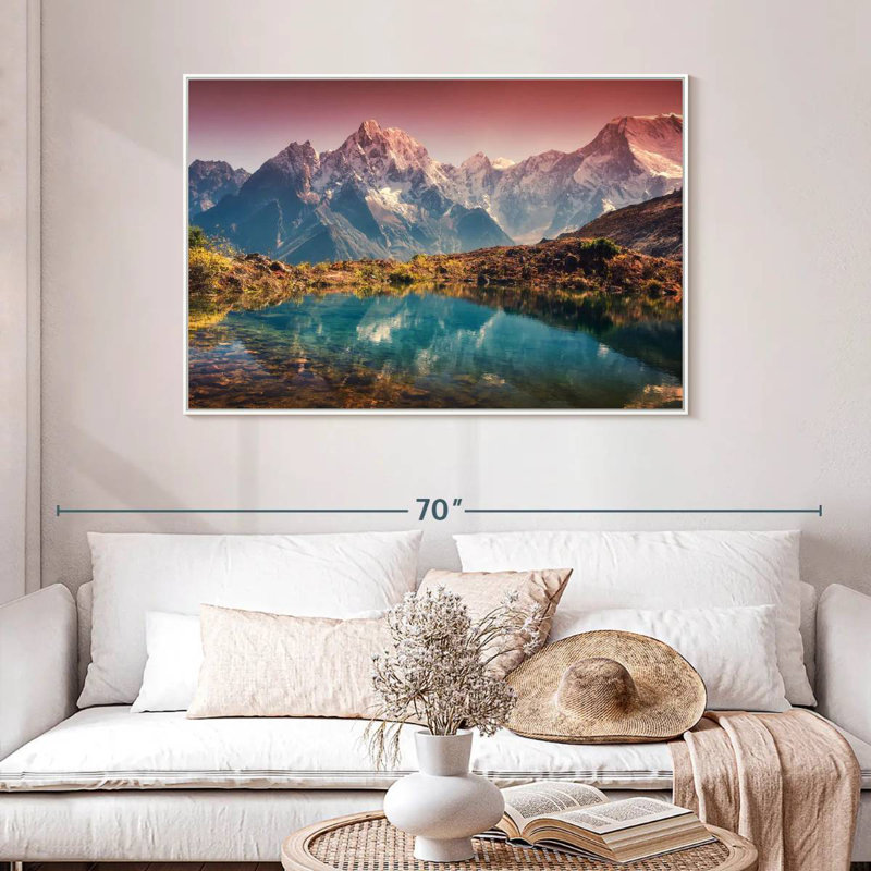 Himalaya à couper le souffle, Cadre flottant blanc, 46 po x 31 po