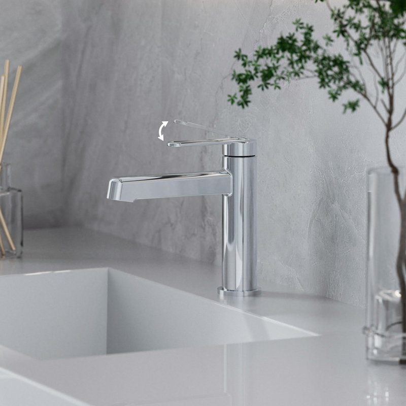 Single Hole Bathroom Faucet with Supply Line, Polished Chrome