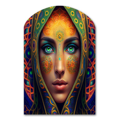 Portrait d'une beauté persane VI - art mural asymétrique en forme d'arche de femme arabe