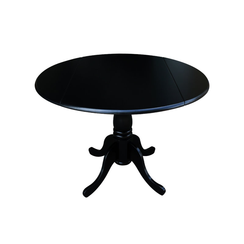 Table de salle à manger moderne avec plateau rond Dropleaf et base Dublin, Black, Noir
