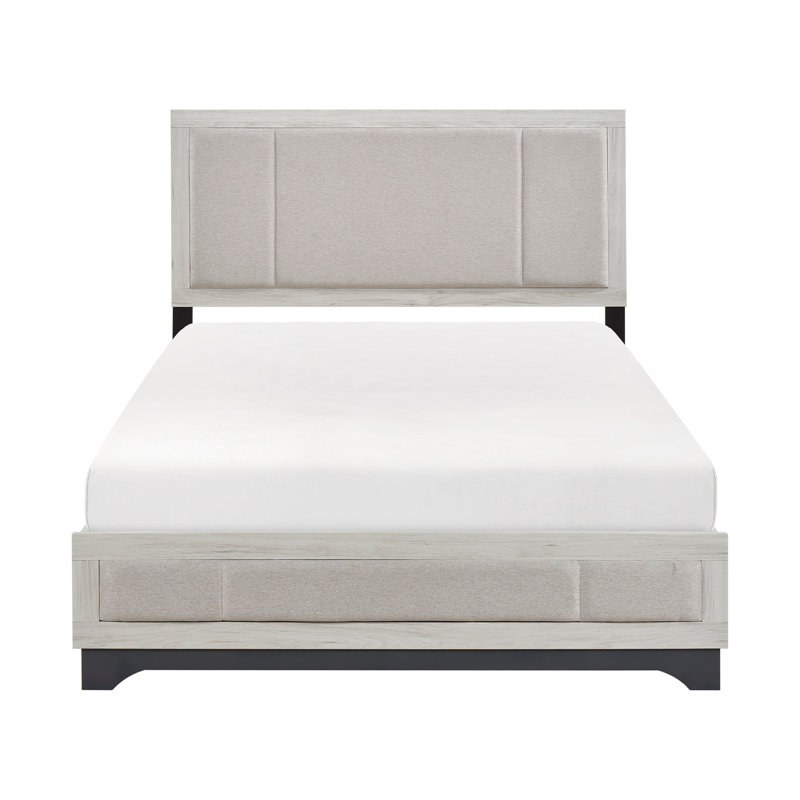 Mobilier de chambre à coucher contemporain avec tête de lit et tête de lit tapissier à deux tons, Grand lit