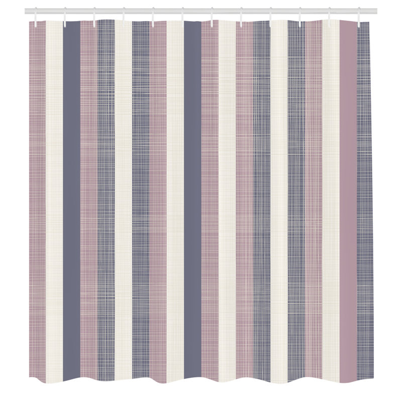 Striped Shower Curtain with Hooks Included, 75"H x 69"W, Mocha Brown