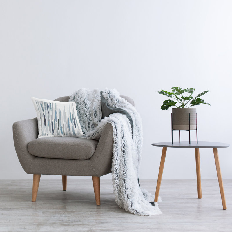 Blue and Gray Abstract Brushstroke Square Throw Pillow Set