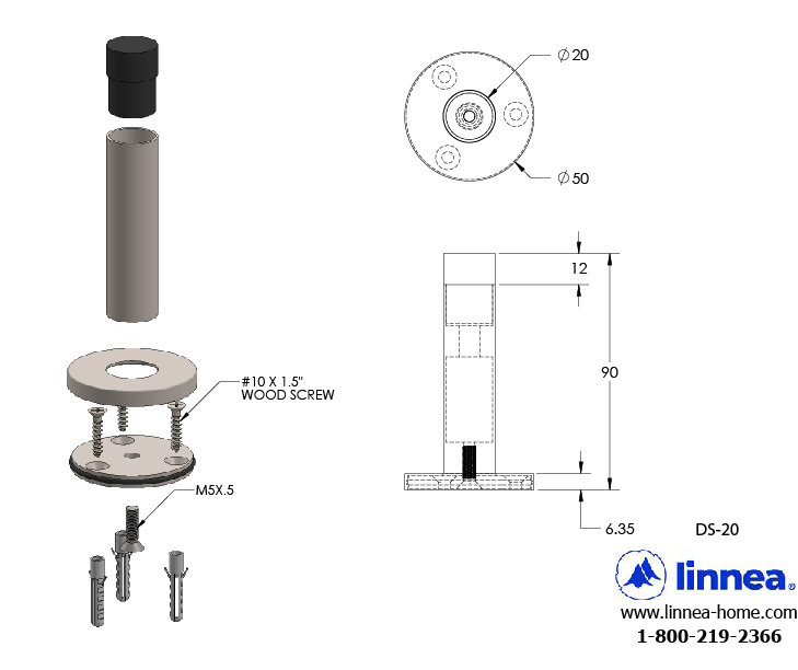 Wall Mounted Stainless Steel Baseboard Stop, Satin Brass