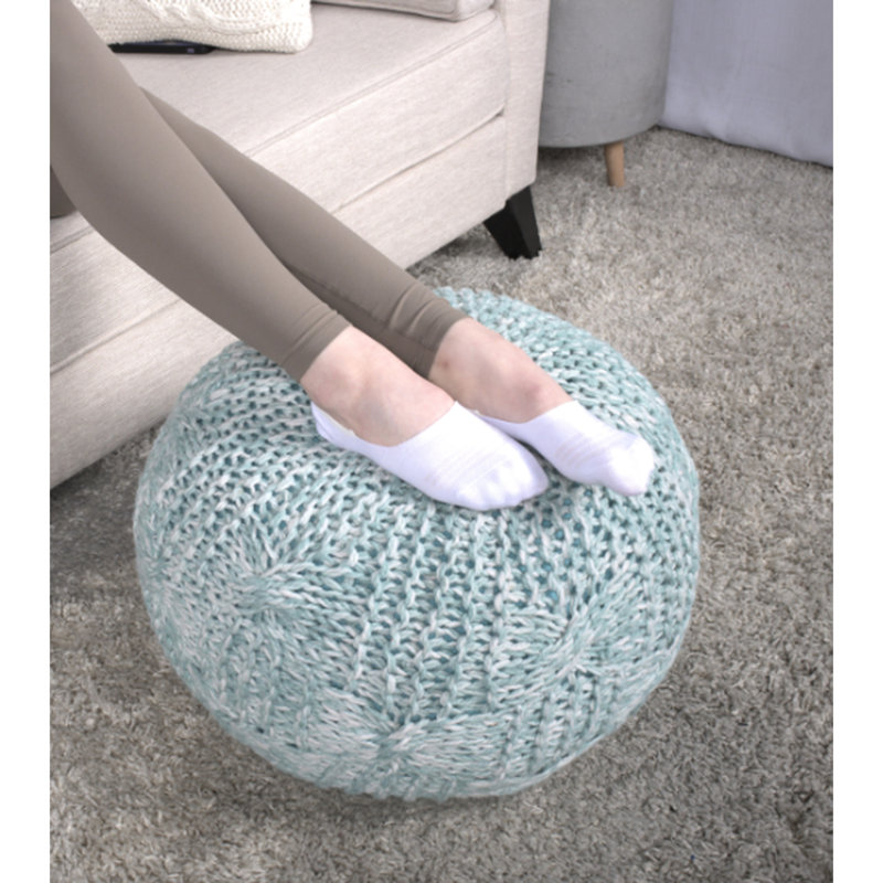 Pouf rond, tricoté manuellement, utilisable comme coussin de sol, capacité de poids de 200 lb, 20 po x 20 po x 14 po, rempli de perles