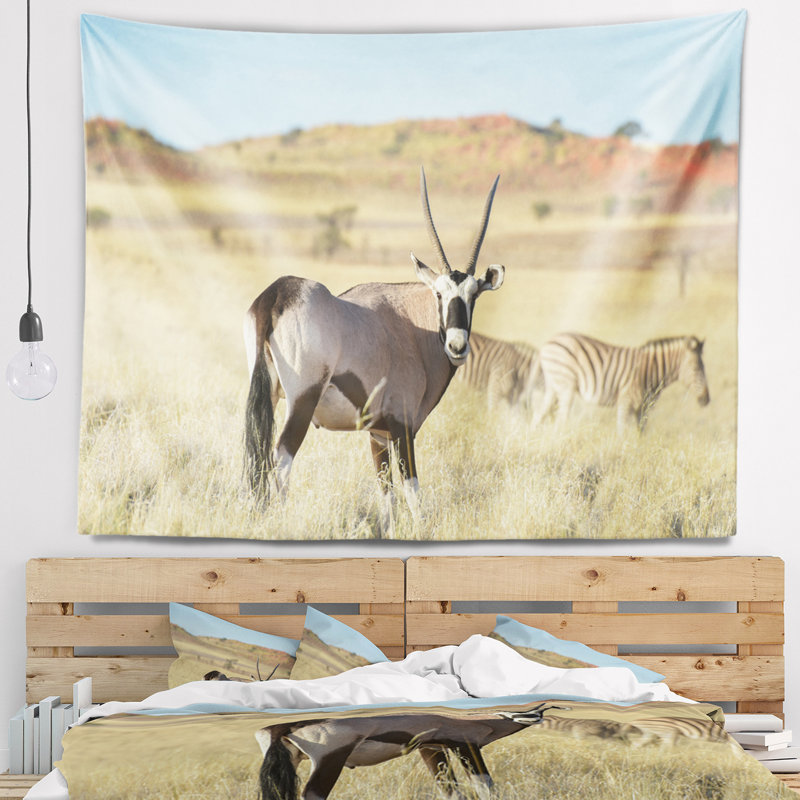 Tapisserie de la faune de la faune en Namibie, H 68 po x l 80 po