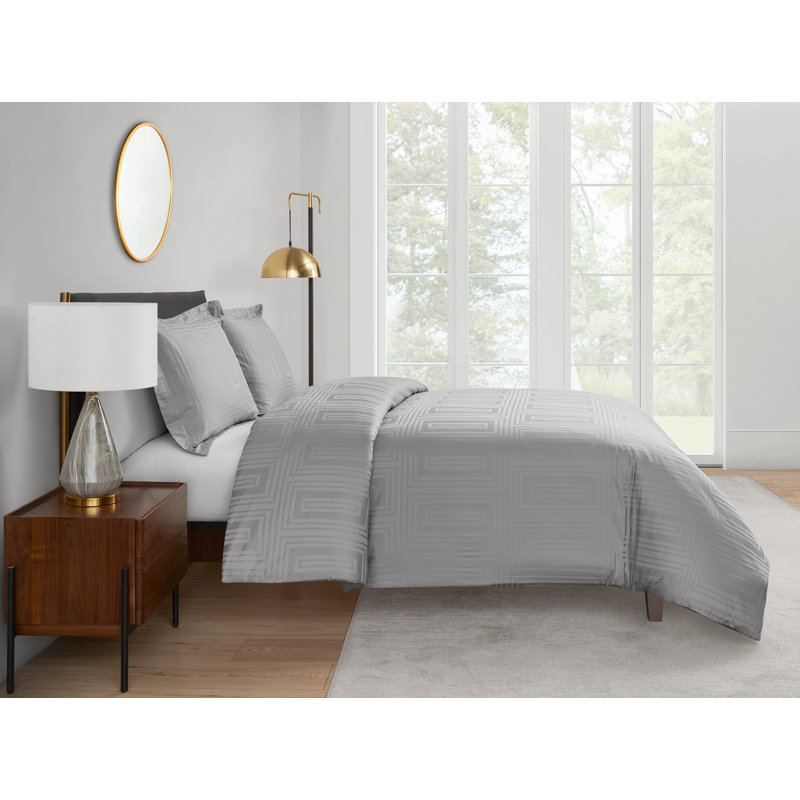 Ensemble de housse de couette jacquard en coton 3 pièces Cityblocks, Housse de couette très grand et 2 très grandes t