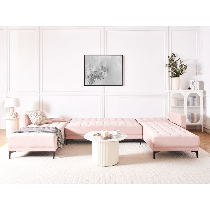 Aliyha 5 Seater Velvet Sofa Bed, Pink