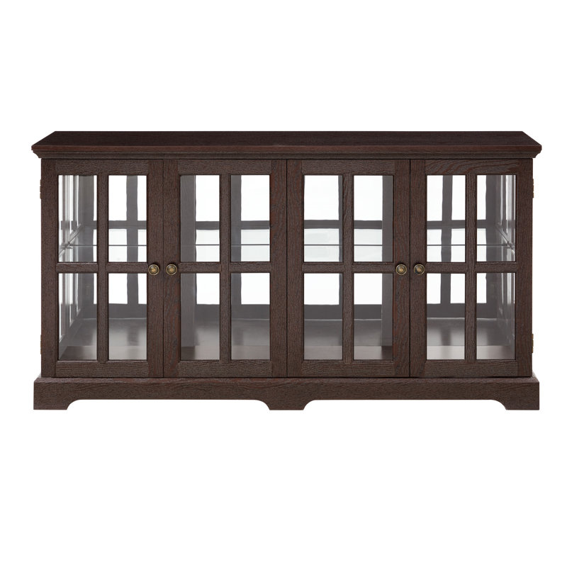 Vitrine exquise antique en cerisier avec tablettes réglables et lumières DEL modernes en verre