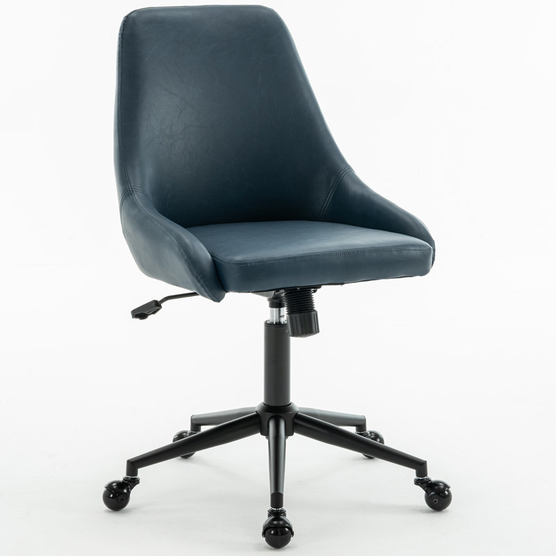 Upholstered Swivel Office Chair, Soft Padded Desk Chair with Silent Swivel & Rolling Wheels, Height Adjustable Computer Chair