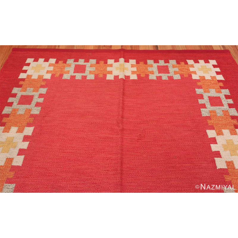 Tapis rouge rétro Kilim Ingegerd Silow