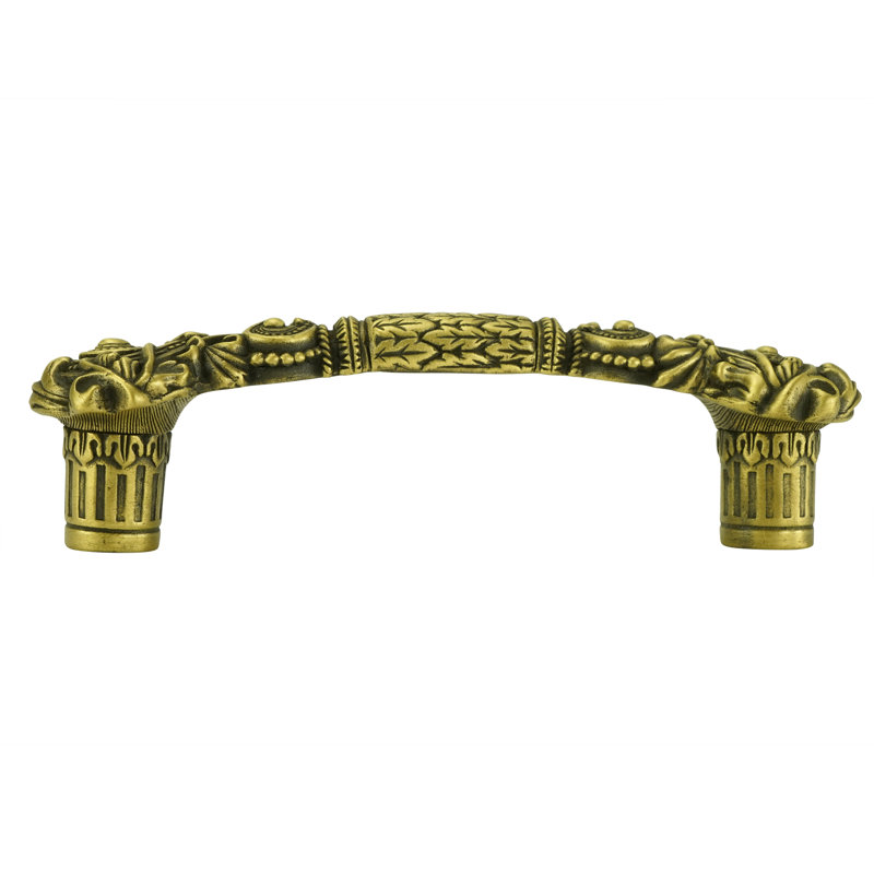 LION IN WINTER 3-1/2" CENTER TO CENTER PULL IN BURNISHED BRASS PLATE, Brushed Brass