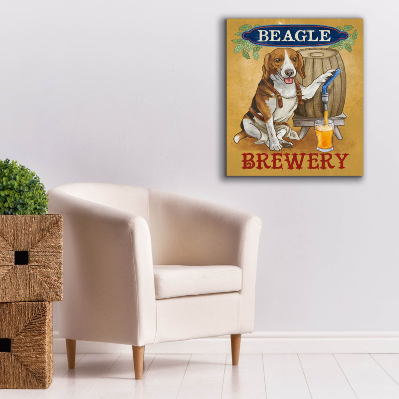 «Beer Dogs 4» par Mary Urban, art mural sur toile, H 30 po x l 26 po x P 1,5 po