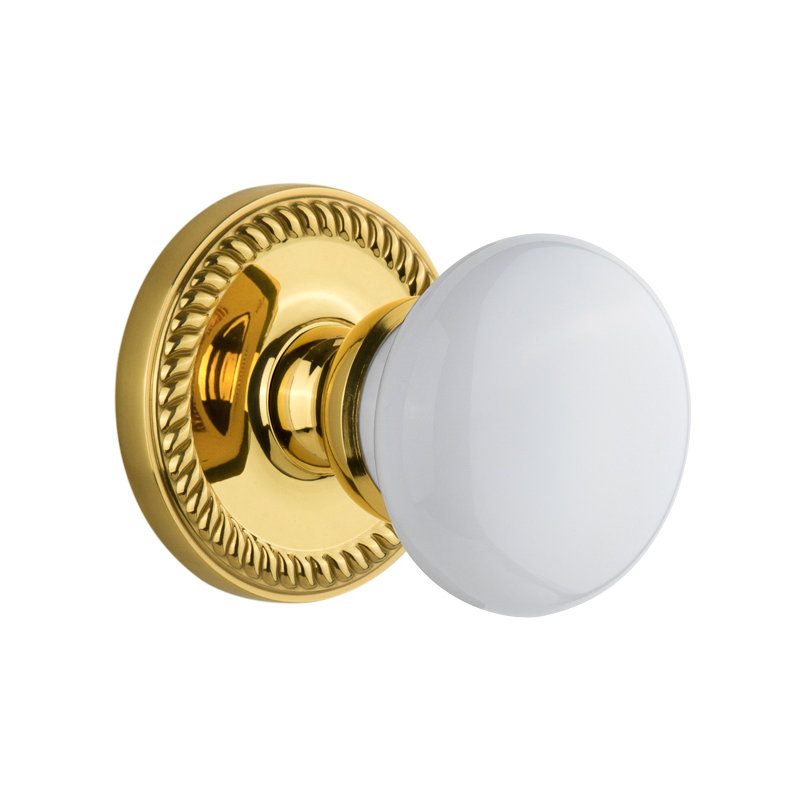 Grandeur Newport Rosette Privacy with Parthenon Door Knob, Polished Brass, 2 3/4"