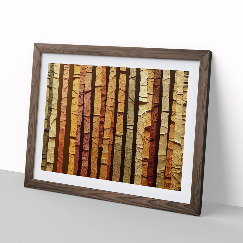 Summer Forest Torn Paper Abstract - Single Picture Frame Print, 46cm H x 64cm W x 2cm D, Walnut Framed