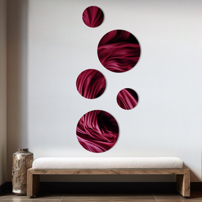 Purple Soft Spirals Galaxy - Abstract Spirals Round Wall Art Set Of 5