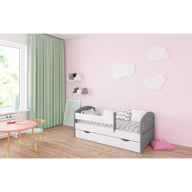 Larkin Cabin Bed with Storage Included, White/Grey, European Toddler (80 x 160 cm)